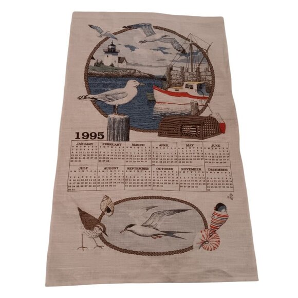 1995 Cotton Linen Tea Towel Nautical Light House Birth Year or Anniversary Gift - Picture 1 of 12